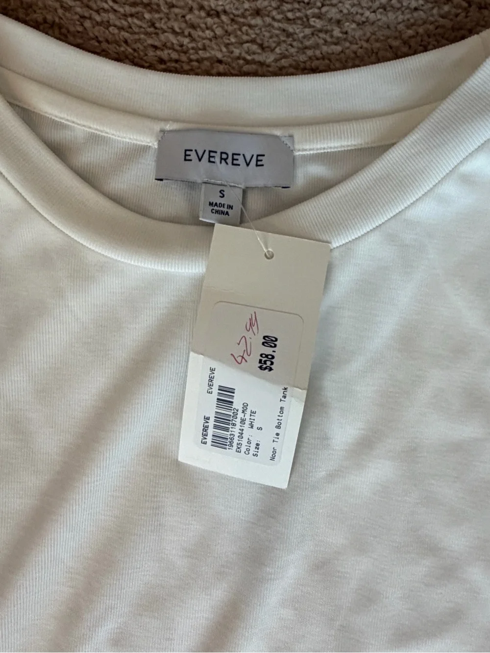 Evereve Cream Sleeveless Drawstring Hem Tank
